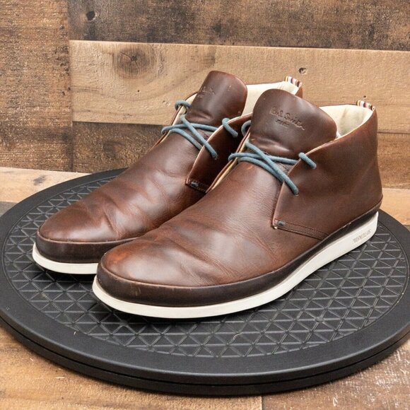 PAUL SMITH JEANS MENS CHUKKA BOOTS BROWN LEATHER LACE UP BUSINESS CASUAL SIZE 11 - Picture 1 of 9